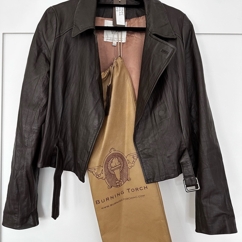 LETAHER JACKET, brand BURNING TORCH, likeNEW size XS color MOCHA
